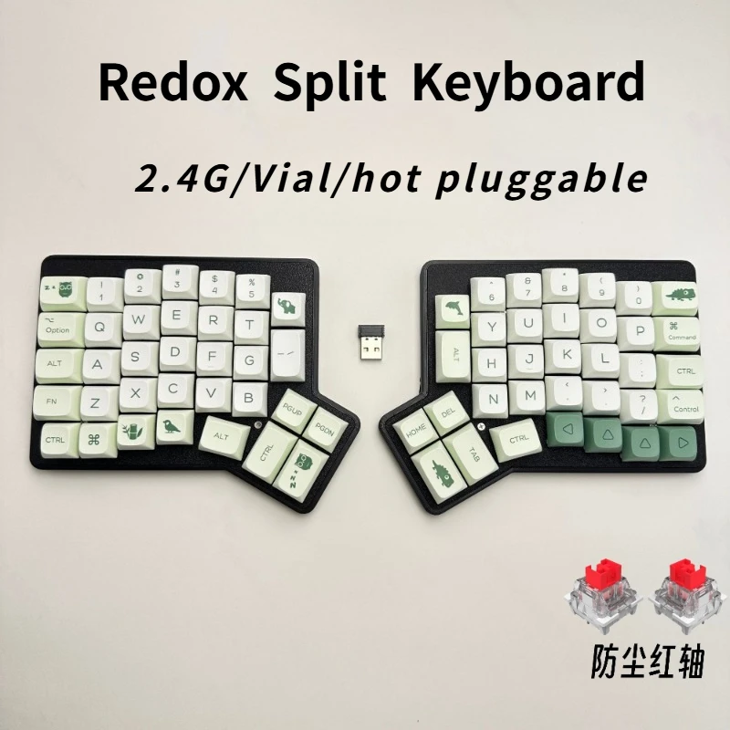 

Redox Ergodox Беспроводная разделенная механическая клавиатура PLA Чехол с возможностью горячей замены Поддержка VIAL 2,4G Ergo Клавиатура Эргономичный рожок