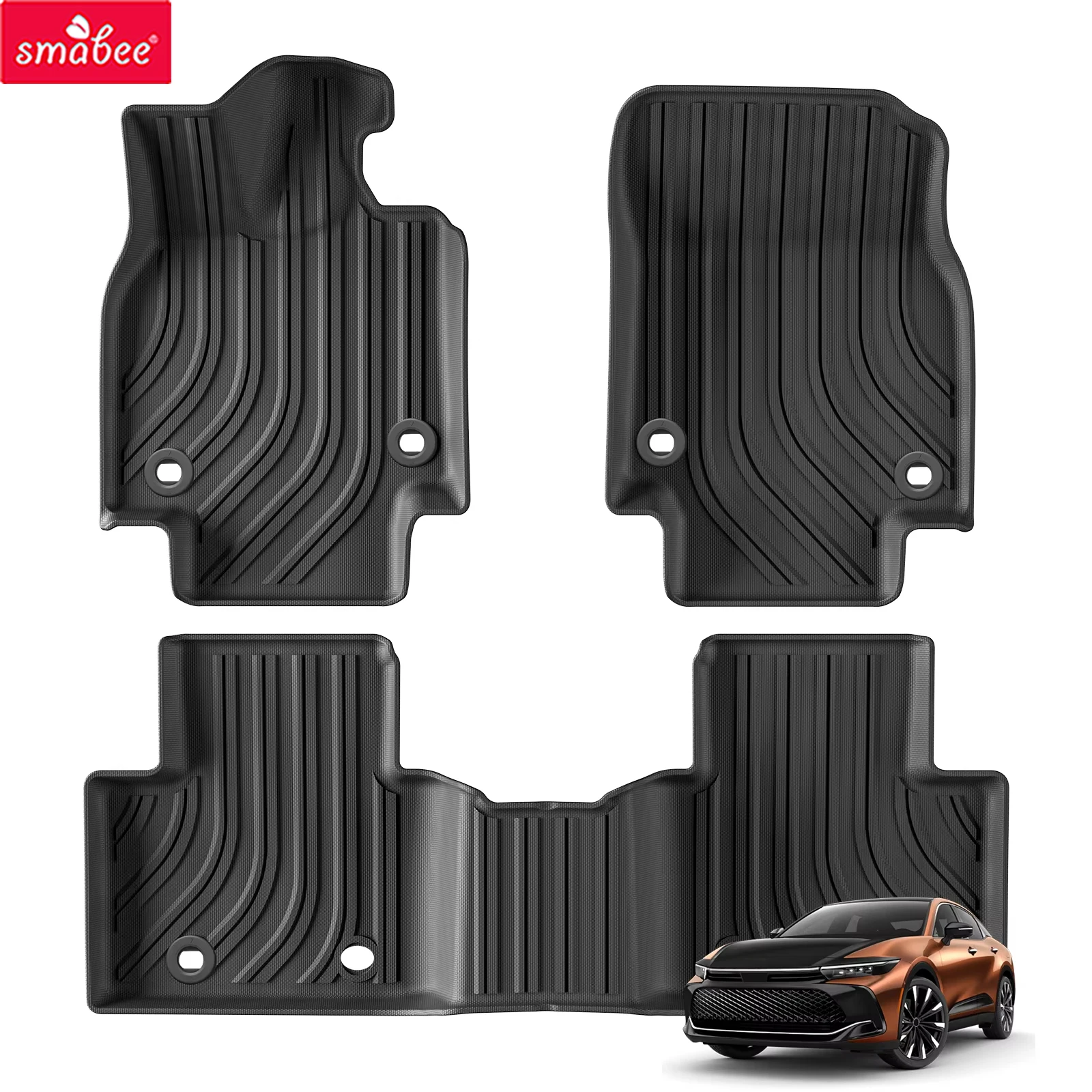 Smabee Left Drive for Toyota Crown SportCross /Crown PLATINUM(PLT)Hybrid 2023 TPE All-Weather Floor Mat Trunk Pad Car Accessory