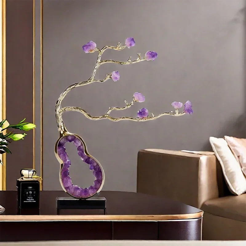 Amethyst gourd light luxury ornament with good meaning, living room entrance decoration, desktop high-end sense, attracting weal