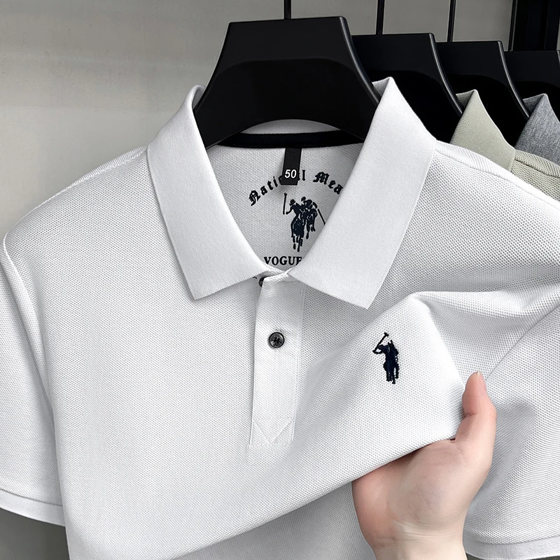High-End 100% Baumwolle Kurzarm Polo Shirt Herren Sommer Luxus Marke Klassische Paul Pony Stickerei Freizeit Business Mode Golf T-Shirt – Detail 8