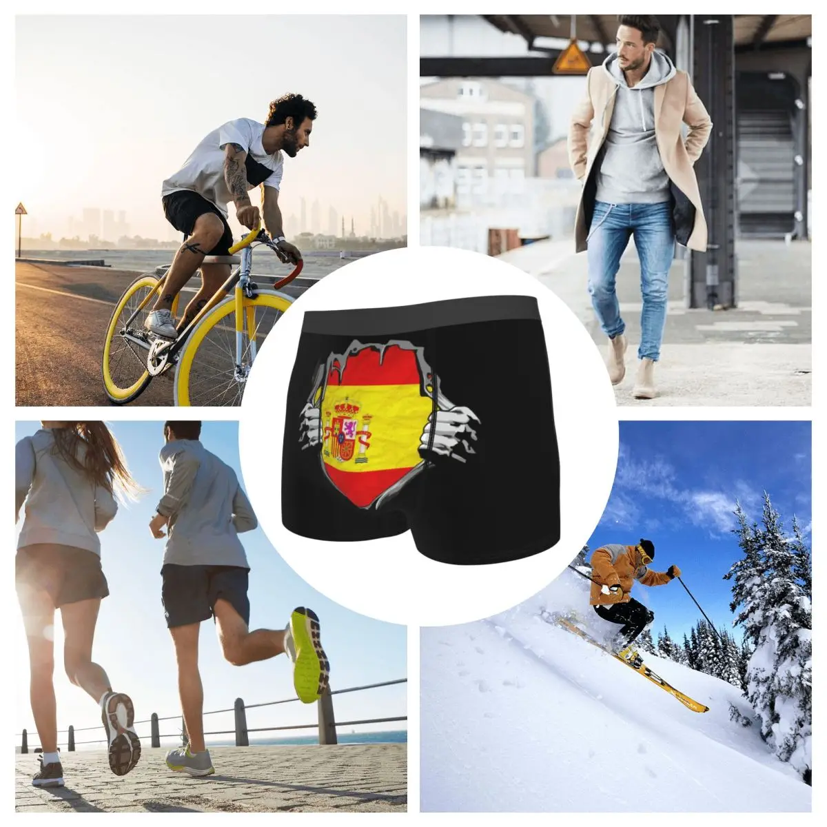 Boxer Underpants Shorts National Flag. Spain. Panties Male Comfortable Underwear for Homme Man Boyfriend Gift