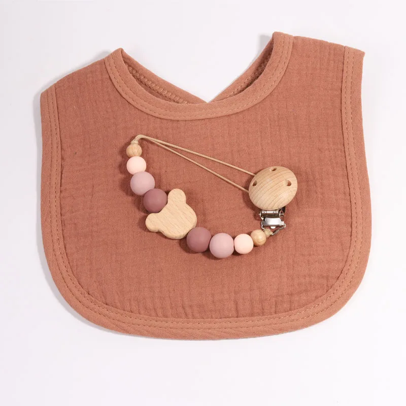 Ensemble de bavoirs et de chaîne de sucette personnalisés pour bébé, nom brodé personnalisé, serviette de salive en coton pour bébé, bavoir de baptême, cadeaux de réception-cadeau pour bébé