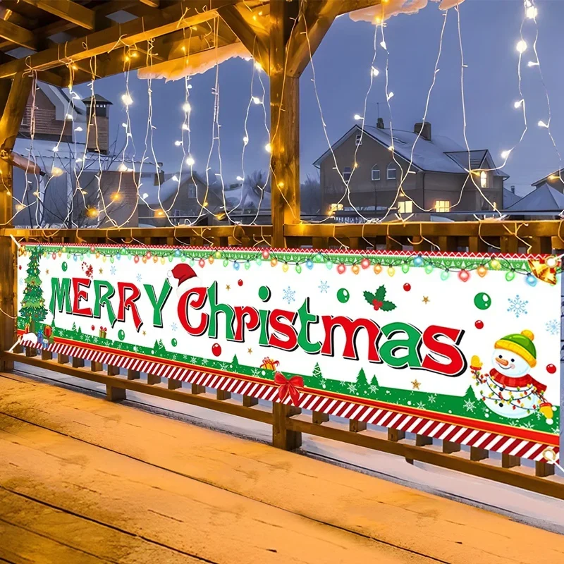Merry Christmas Banner for Yard And Entrance Decor Christmas Outdoor Banner Flag for Home Decor 2024 Gifts Happy New Year 2025