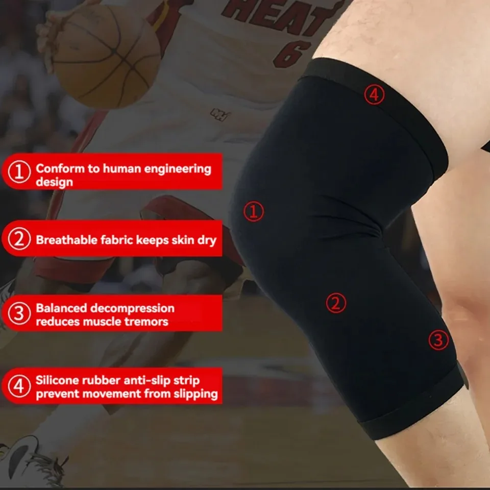 1 pz ginocchiere sportive da basket scaldamuscoli a compressione elastica lavorata a maglia unisex per corsa all'aperto ciclismo alpinismo