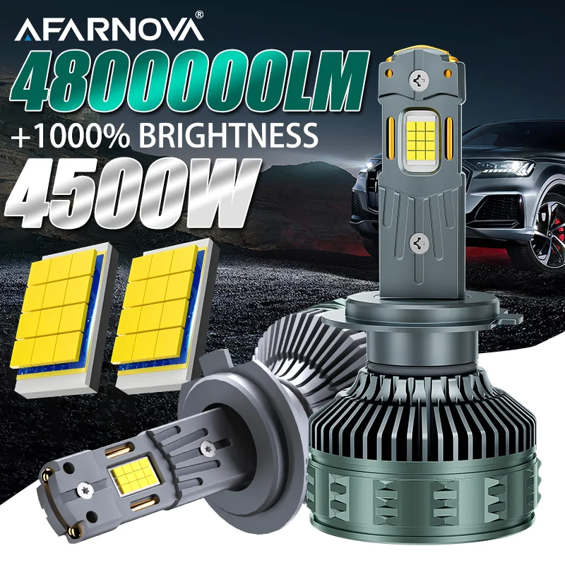 

4500W H1 H7 Светодиодные фары 4800000LM Светодиодные автомобильные лампы Canbus H4 H11 H8 9005 9006 HB3 HB4 9012 HIR2 Противотуманные фары Автомобильные фары 2 медные ванны