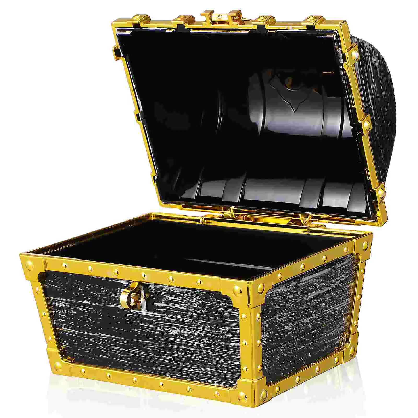 Electroplated Gold Edge Treasure Chest Bag Lock Decorative Box Pirate Accessories Funny Game Prop Kids Plastic Small