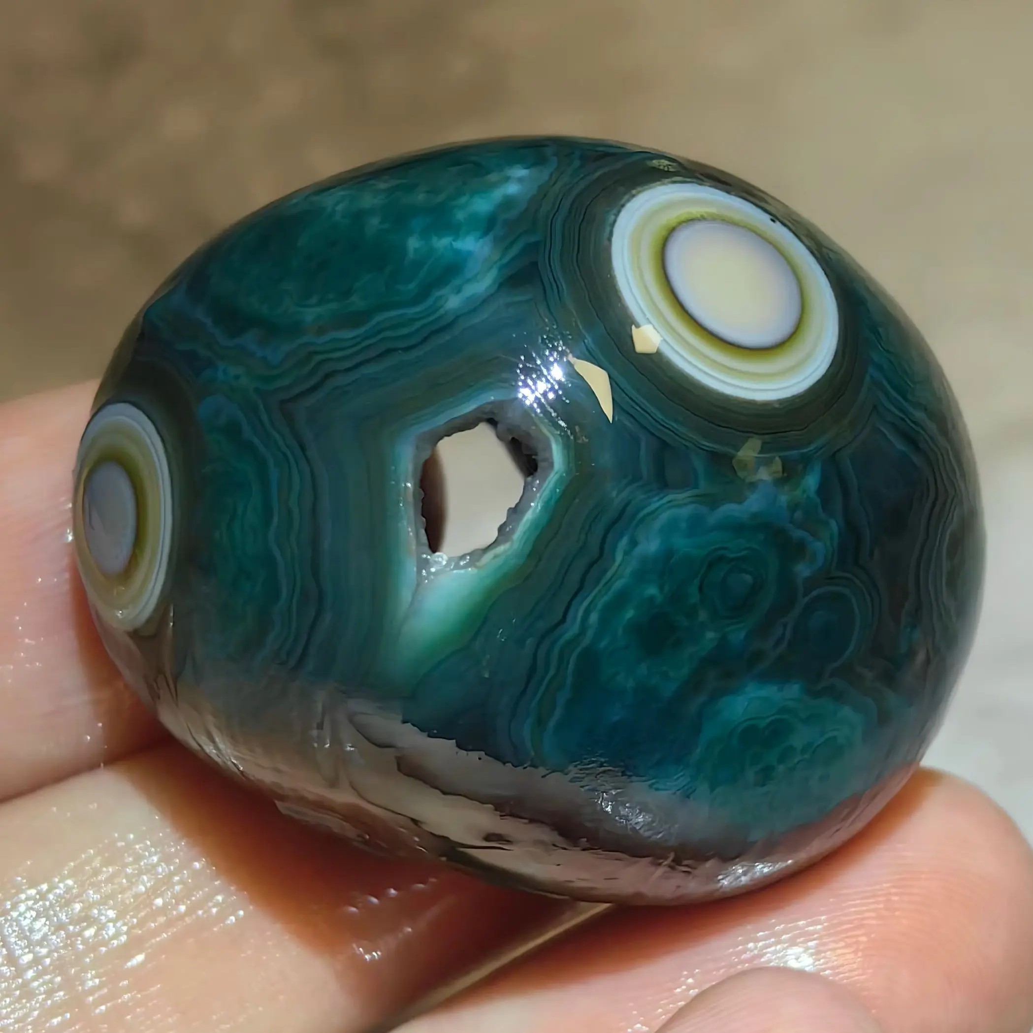Gobi Unprocessed Agate Divine Eye Texture Sardonyx for Reiki Healing, Jewelry Making & Anti-Negativity Protection