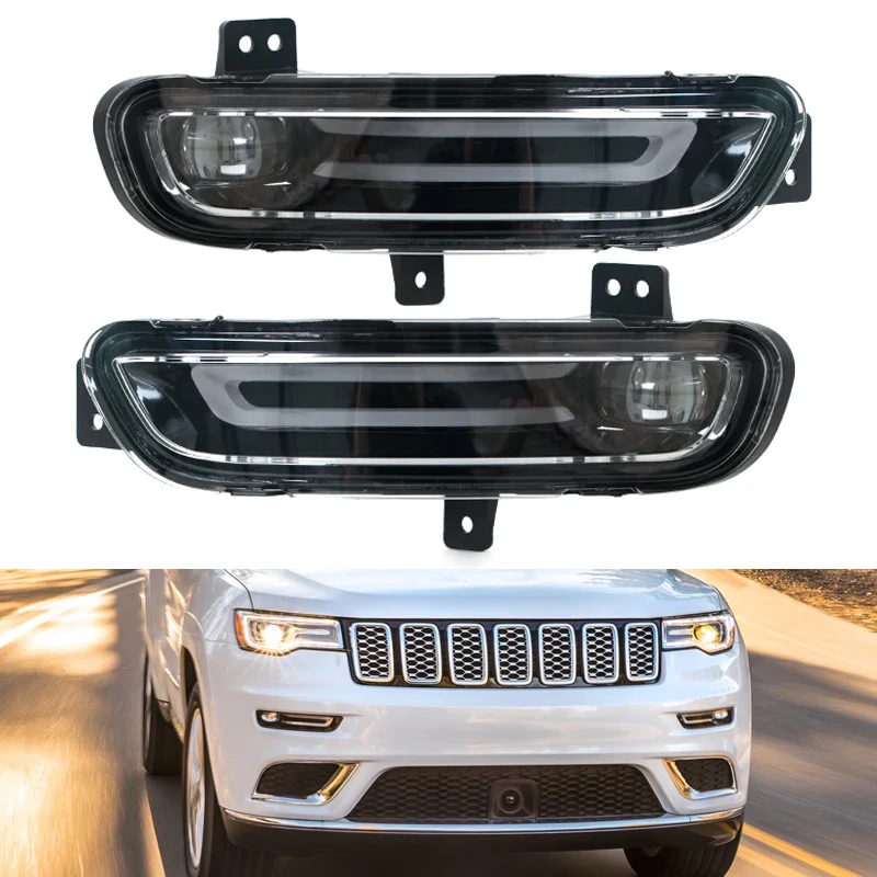 LED Daytime Running Light for Jeep Grand Cherokee 2017-2021 Front Bumper Lamp Headlights Foglights Foglamp Car Accessories