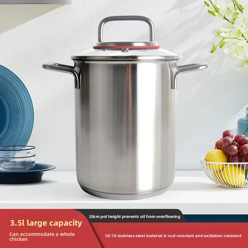 ‌Stainless Steel Soup Pot with Strainer Basket for Hotel Kitchen, Stew Pot, Stock Pot, Asparagus Cooking, Frying Basket