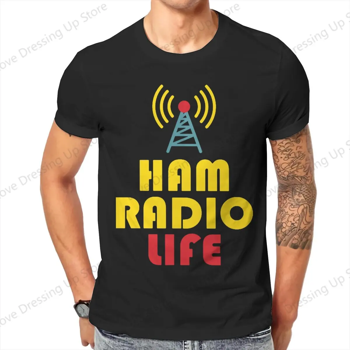 Ham Radio Life Amateur Dad Emergency Communications Operators Pure cotton printing men's Tshirt Short Sleeve Street Tshirts