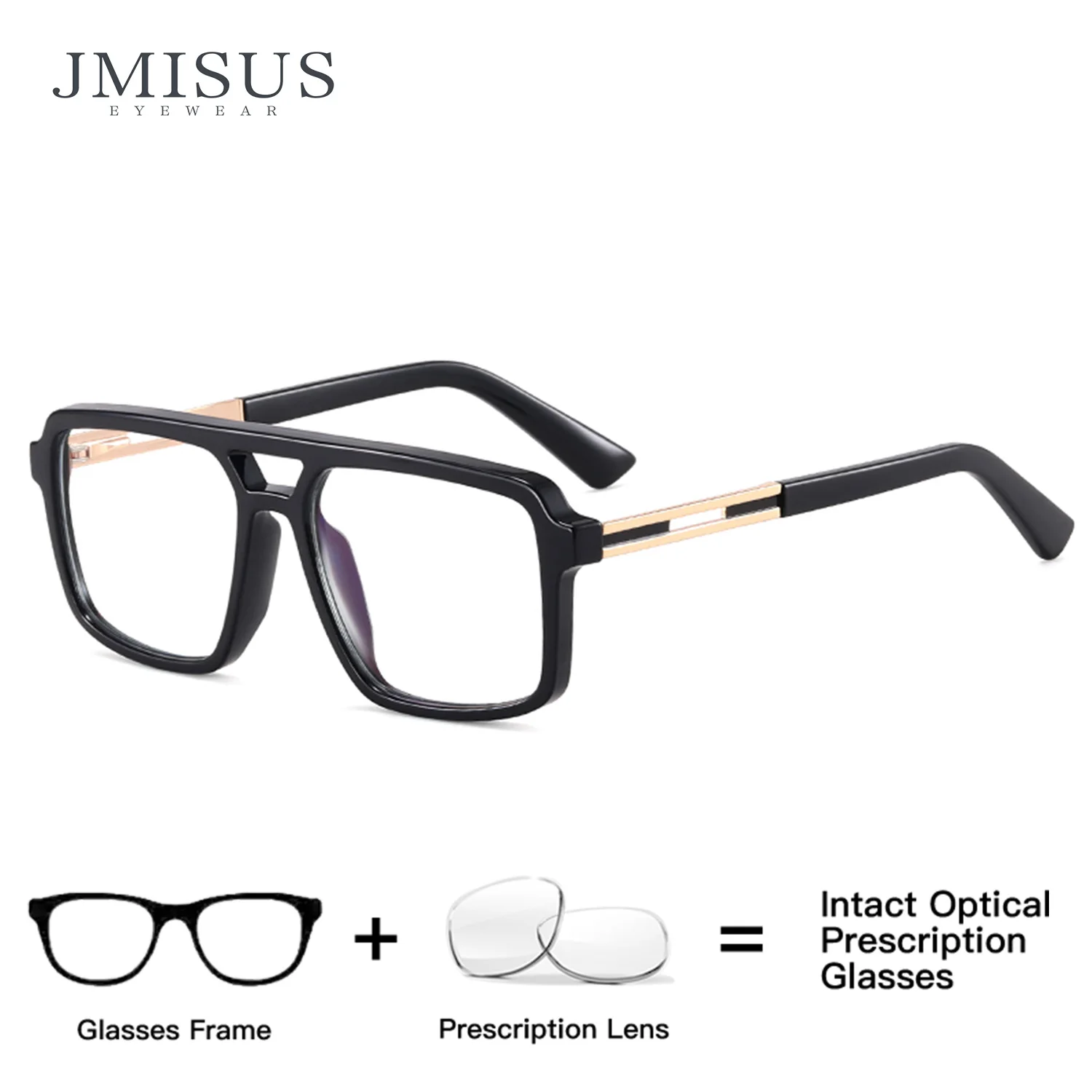 

JMISUS Fashion Square Progressive Prescription Eyeglasses Acetate Photochromic Anti Blue Light Myopia Degree Optical Glasses