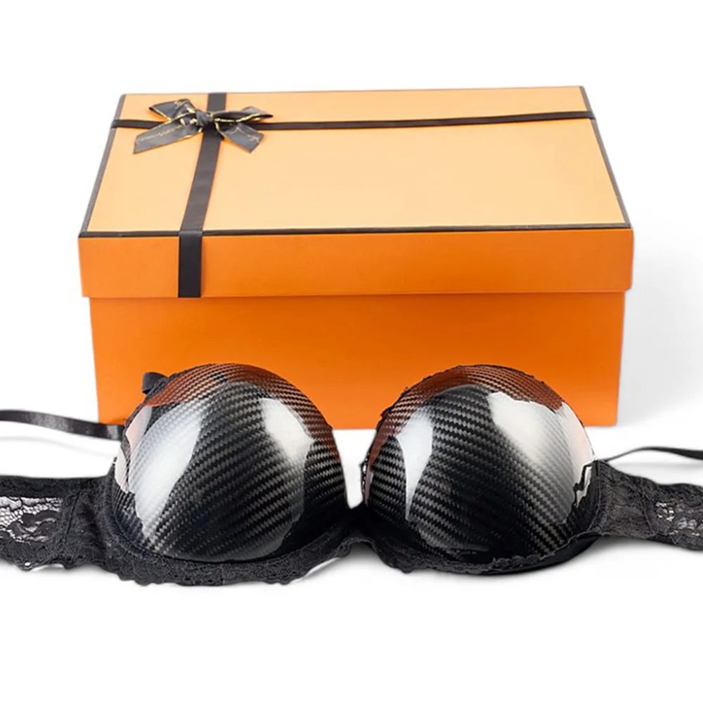 Real Carbon Fiber Bra Sexy Personality For Locomotive Female rider  B C D Size or Cosplay