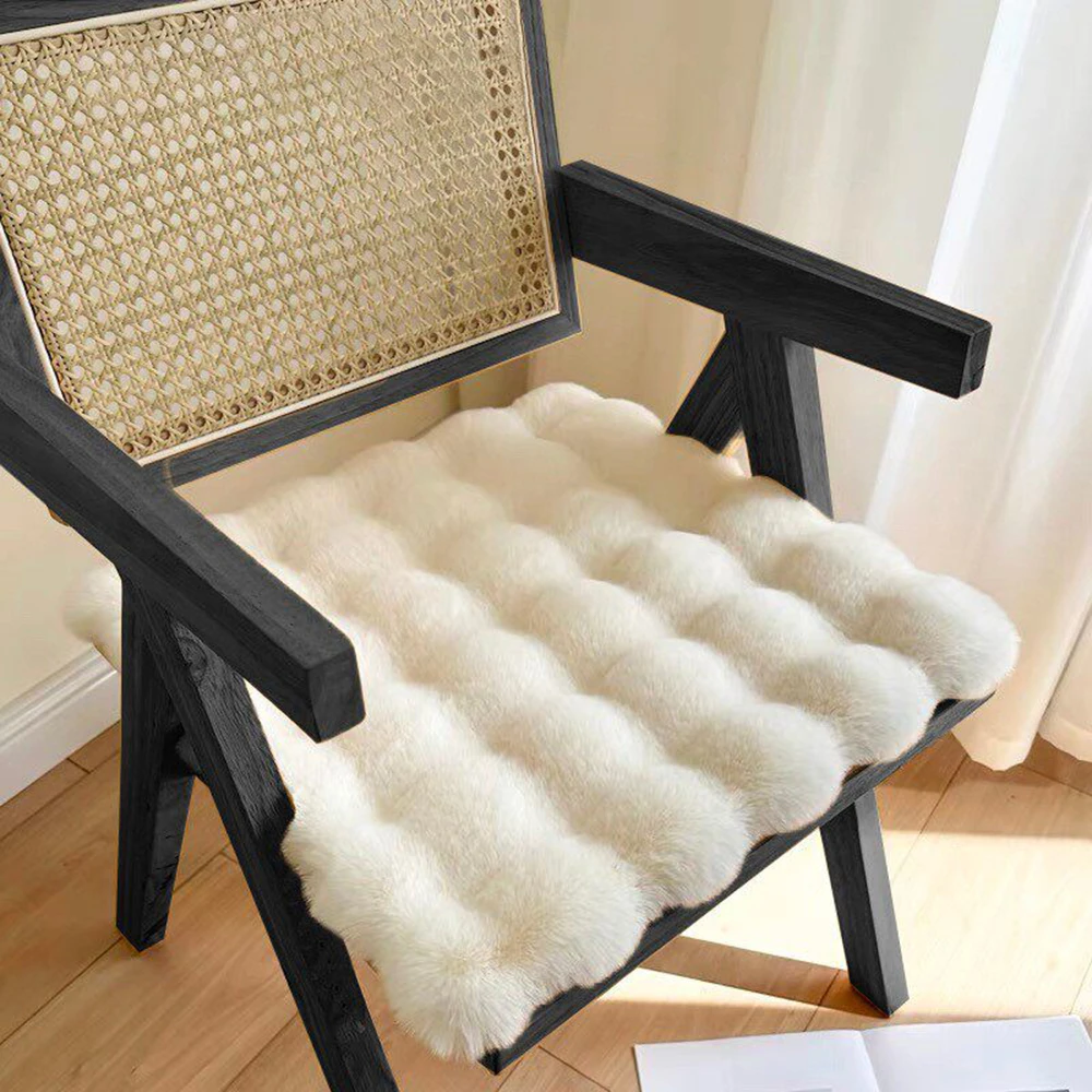 Plush Office Chair Seat Cushion Home Decoration Dining Chair Mat Anti-Slip Cushion With String Square Student Stools Pads Decor