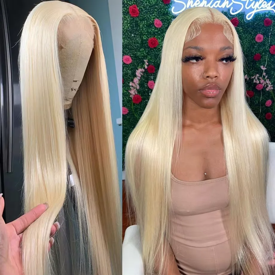 36 Inch 613 Honey Blonde Straight 13x6 HD Lace Front Human Hair Wigs Brazilian HD Transparent 13x4 Lace Frontal Wig For Women