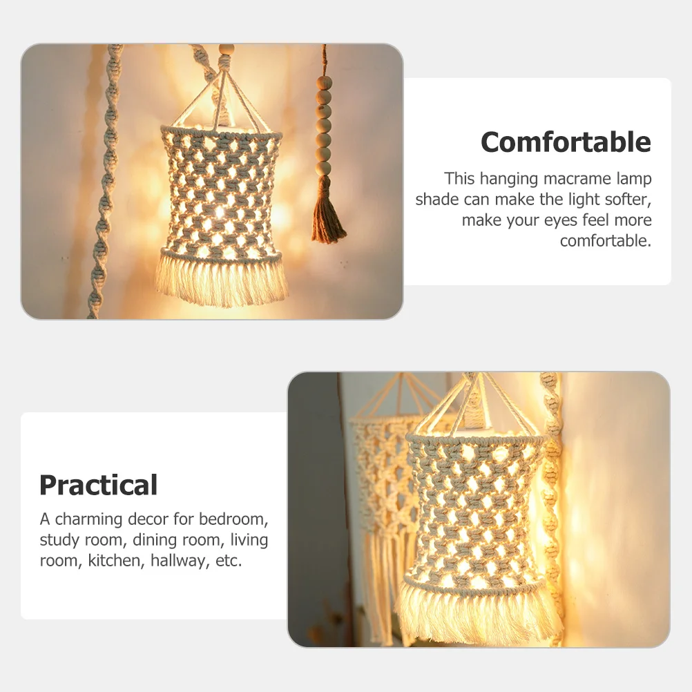 البوهيمي غطاء مصباح مكرامية معلقة قلادة المنسوجة شرابة غطاء خفيف للمنزل غرفة المعيشة غرفة نوم المطبخ المدخل ديكور #1