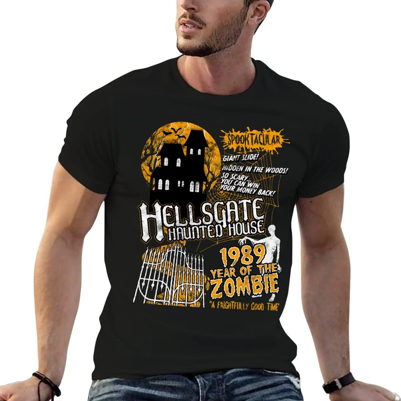 HellsGate Haunted House Retro Style T-Shirt t shirt man designer t shirt man cotton t shirt for man T-shirt