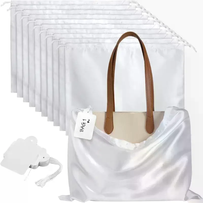 Silk Cloth Dust Bags Fashion Dustproof Travel Drawstring Pouch Thick Dust Cover Storage Bags Handbags