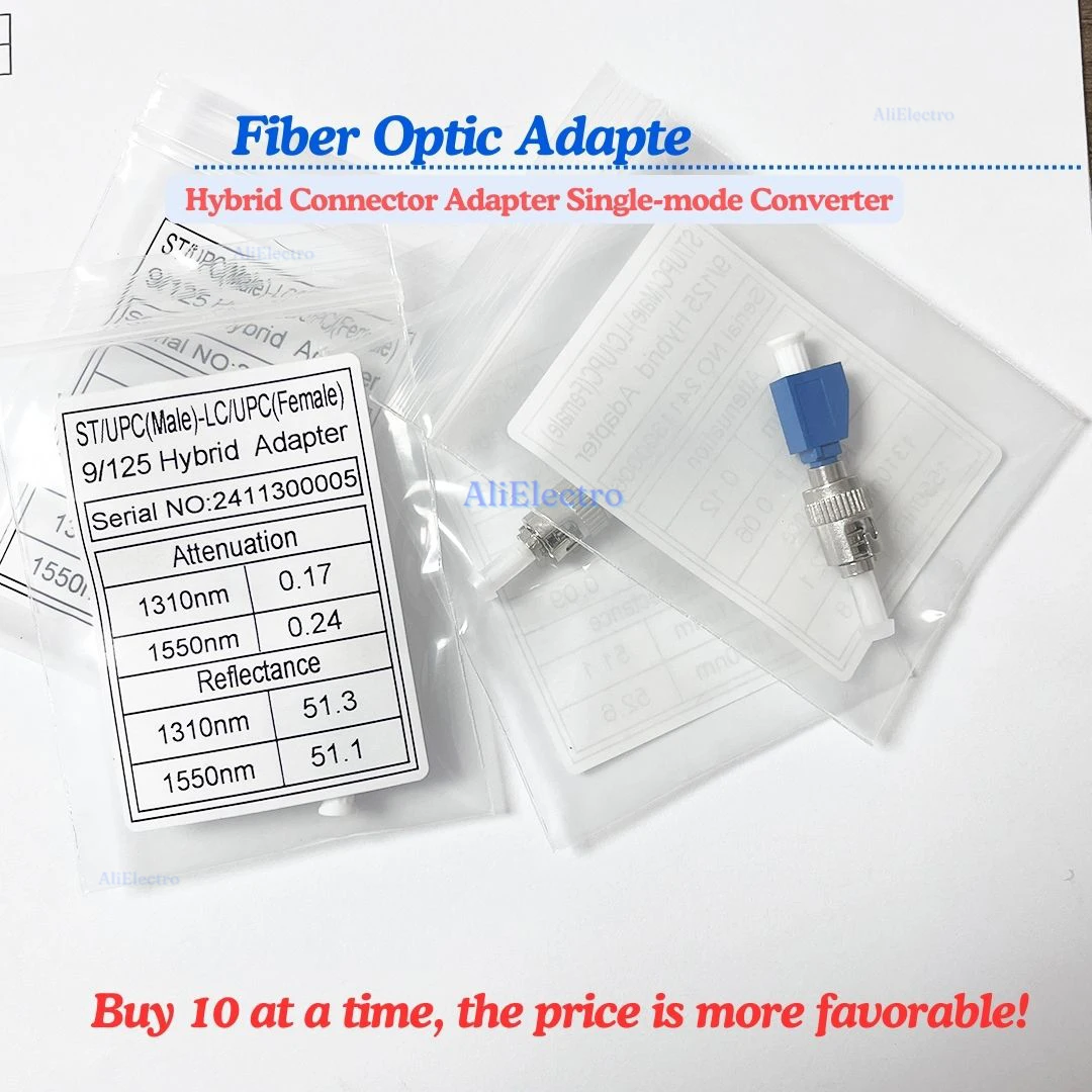 

10PCS Fiber Optic Adapter UPC ST Male/Female to UPC LC Female Hybrid Connector Adapter Single-mode Converter