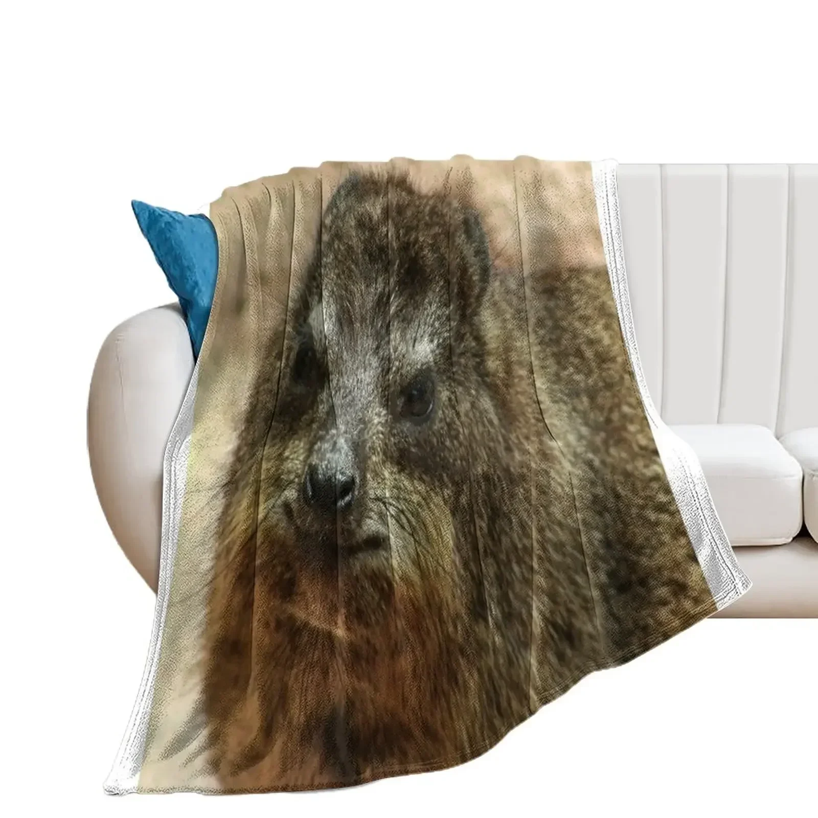 Close up of rock hyrax Throw Blanket cosplay anime Warm Blankets