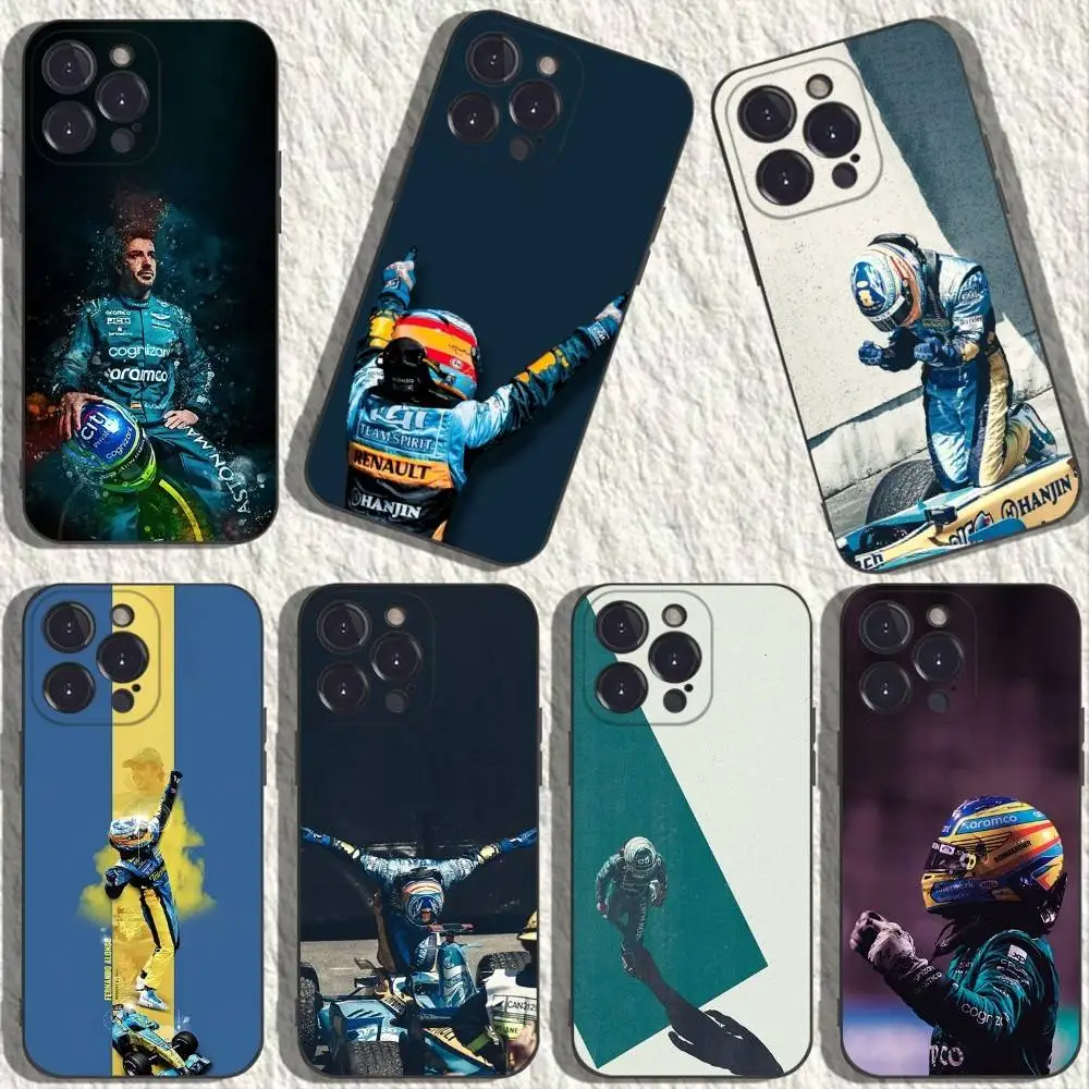 

Racing Driver F-Fernando Alonso Phone Case For iPhone 16,15,14,13,12,11 Plus,Pro Max,XS,X,XR,SE,Mini,8,Soft Silicone Black Cover