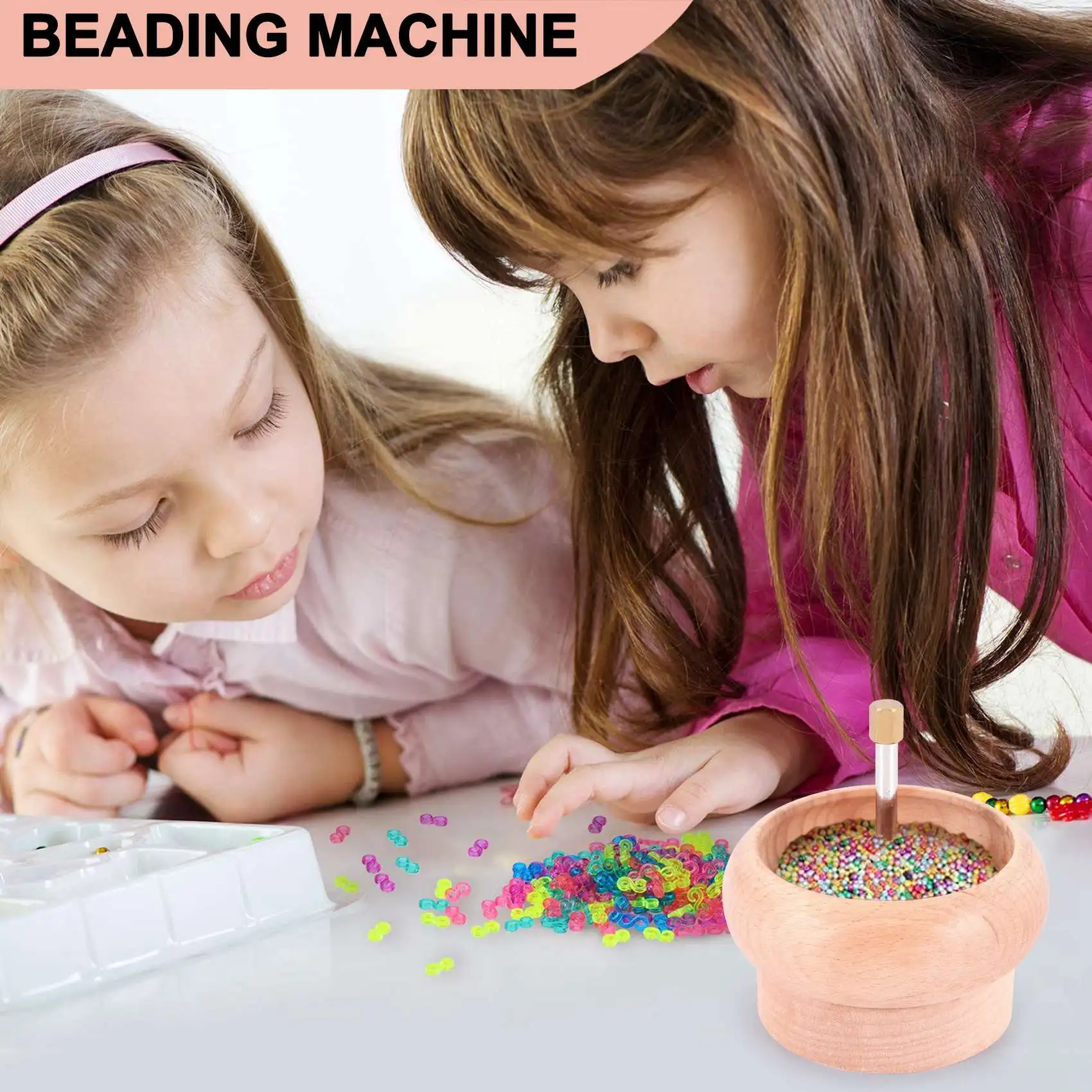 DIY Making Bead Spinner Holder Gem Workshop Wooden Crafting Project Stringing with Big Eye Needle Gifts HOT