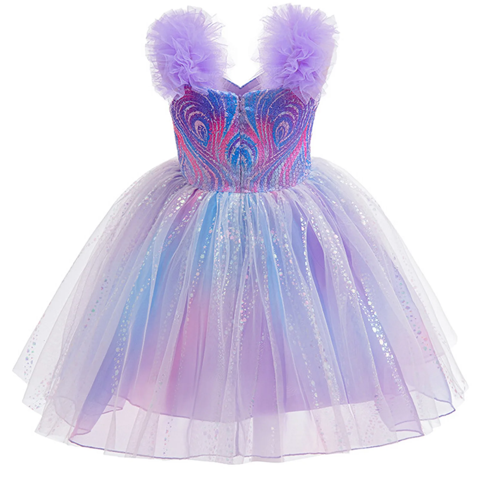 توتو بنات فستان الحفلات فستان الساحرة زي التدرج تول هيم فستان لامع الأميرة تأثيري فساتين عيد ميلاد فستان حفلات #6