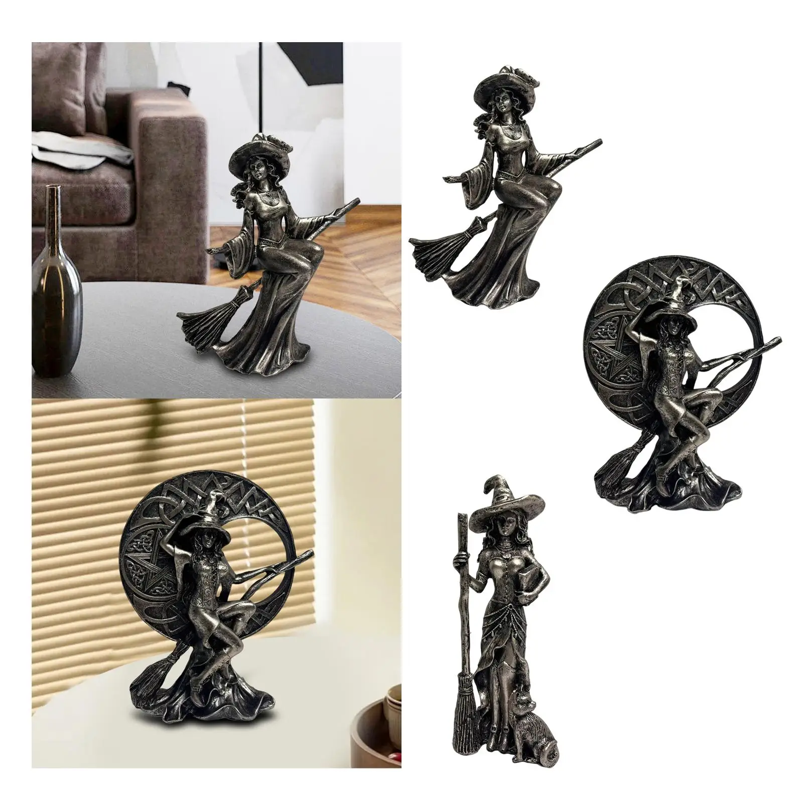 تمثال الهالوين لديكور الهالوين، تمثال ساحرة قابل للجمع، زينة على الطاولة لغرفة النوم، مدفأة منزلية