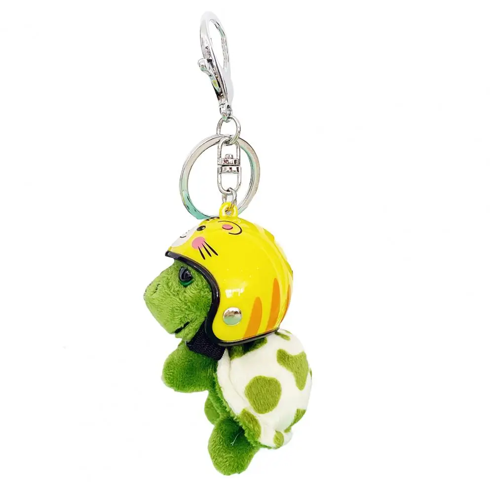 Creative Cute Keychain Women Men Plush Turtle Helmet Metal Ring Funny Fuzzy Backpack Ornament Animal Key Ring Bag Accessories