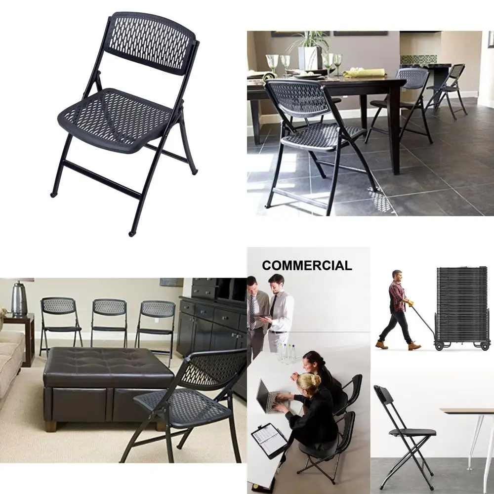 

Folding Chairs Set of 4, Steel Construction, Black Color, Lightweight and Portable for Outdoor Activities