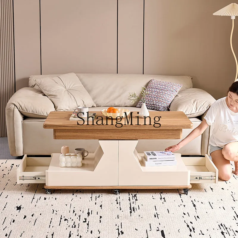 

CL exquisite lift coffee table multi-functional folding dining table dual-purpose movable two-in-one integrated