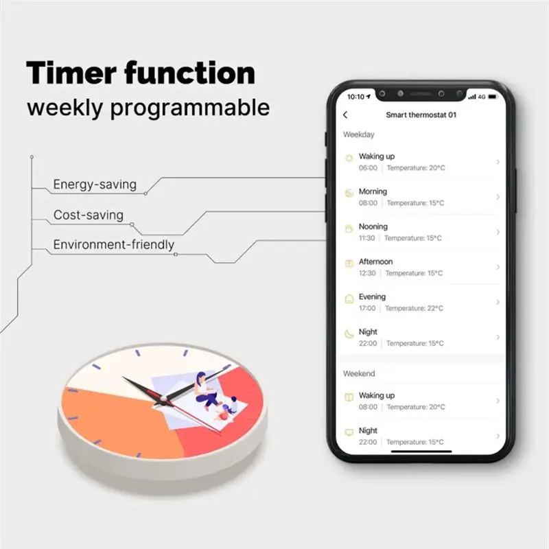 DT17 WiFi Thermostat Room Temperature Controller, Water Electric Floor Heating Gas Boiler, App Control Work with Home
