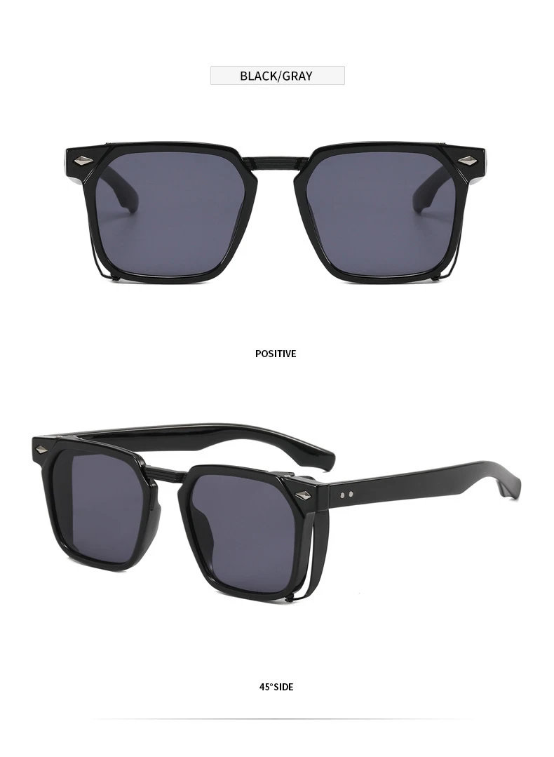 2023 mode Punk Sonnenbrille Für Männer Vintage Platz Steampunk Brille Luxus Sonnenbrille Frauen Trend Sonnenbrille Gafas De Sol – Detail 9