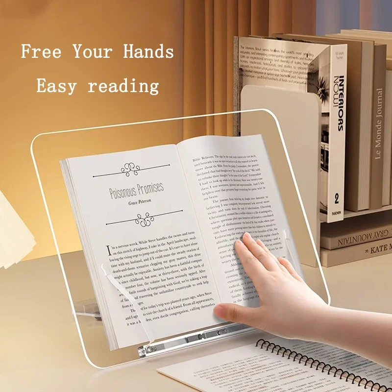 Transparent Acrylic Reading Book Stand for iPad Tablet Laptop Holder Adjustable Bracket Desktop Book Support Rack Holders