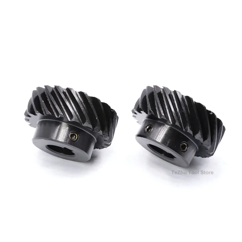 1Pcs 1M 12T-20T 45 Degree Helical Gear 1 Mod 12 Teeth-20 Teeth Left Rotation Gear Bore 4mm-15mm 45# Steel Hardening Blackened