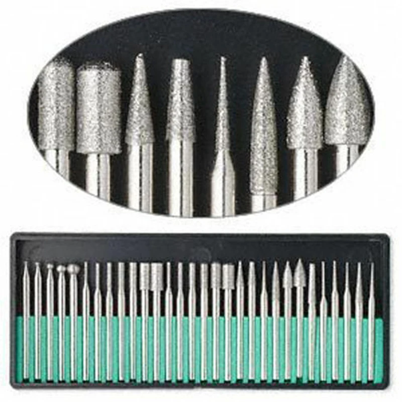 30pcs Diamond Burr Bit Set 400 Grit 1/8