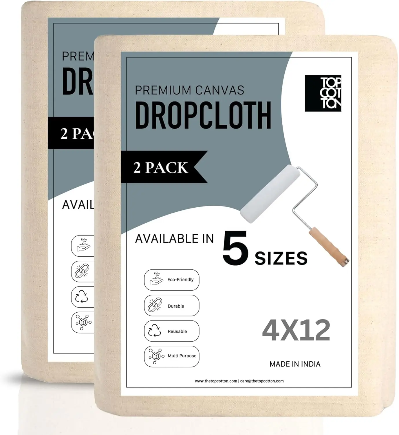 

Многоразовый хлопковый холст-покрытие (2 шт.), 4x12 футов, универсальный художественный тент для защиты мебели и пола