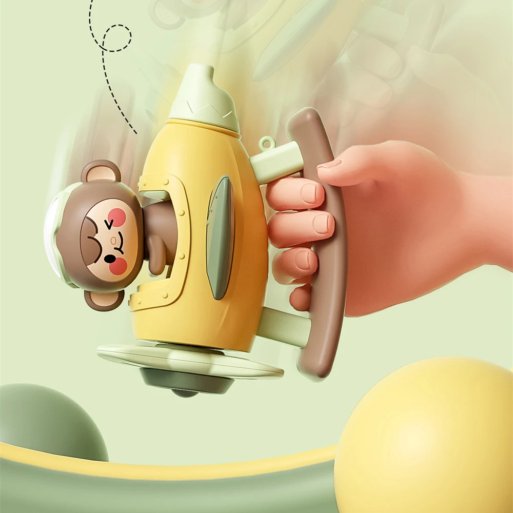 Jouet de table à manger pour bébé, singe d'avion de dessin animé, jouets d'alimentation pour bébé, puzzle d'éducation précoce, ventouse gyroscope