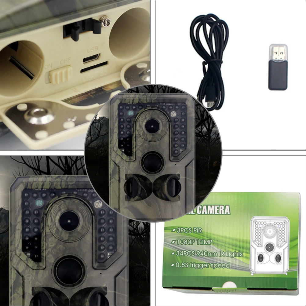

12MP HD Hunting 1080P Waterproof Night Vision Trail Scouting Camcorder Monitor Outdoor