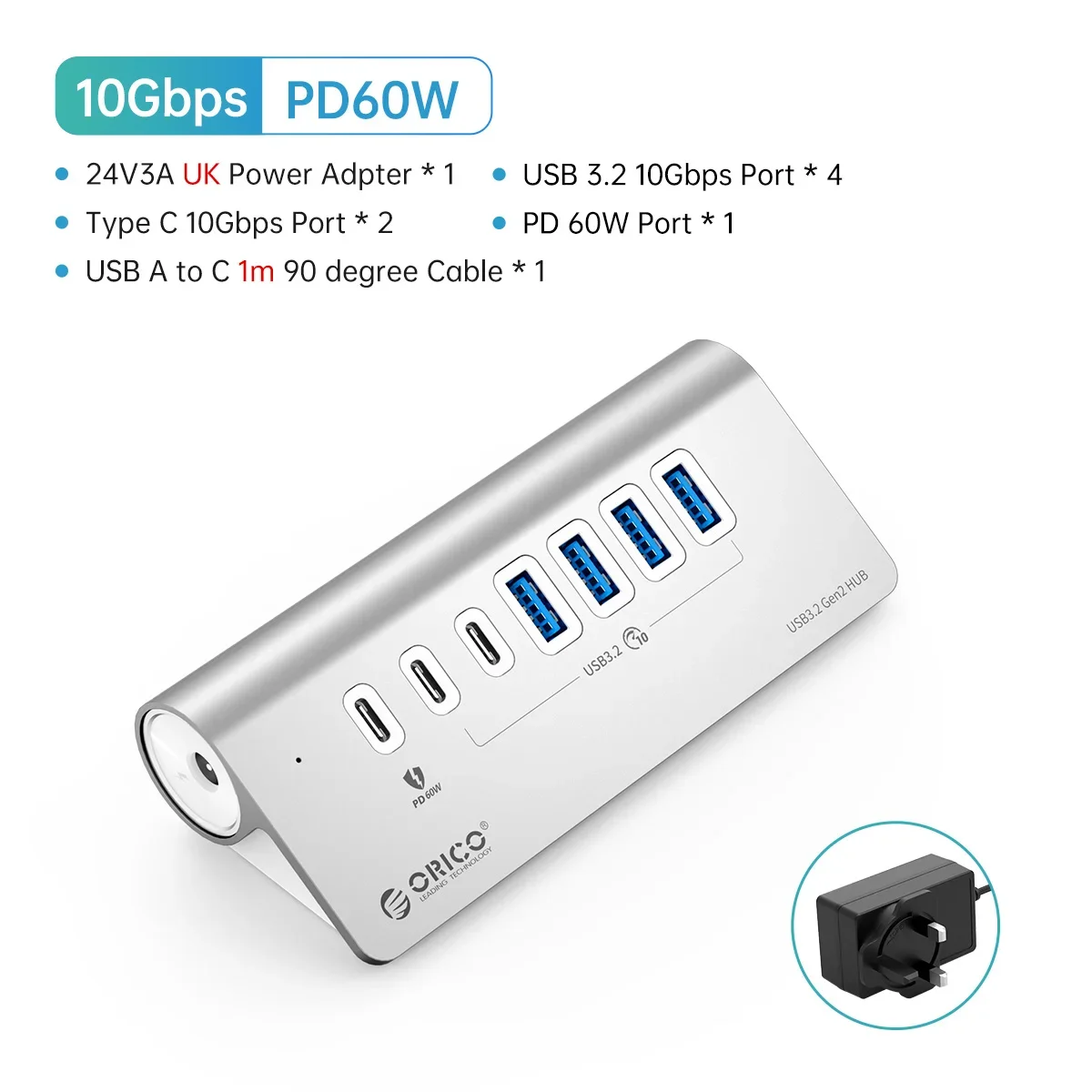 ORICO USB 3.2 Docking Station Gen2 Splitter Uitbreidingshub 10Gbps Conversie Desktop Verlengkabel Geschikt voor Apple MacBook