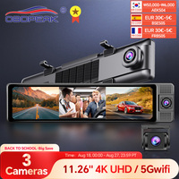 H330 Dash Cam 3 Channel Rearview Mirror Front Inside Rear 4K+1080P+1080P WiFi GPS Dual Lens Car Dvr Camera Infrared Night Vision