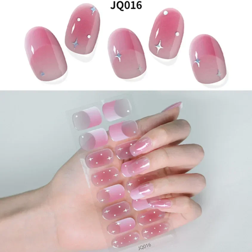 DIY kwiaty Gradient żel do paznokci paski łatka suwaki samoprzylepne paznokieć z pełnym pokryciem naklejki UV lampa peklowana Charm naklejki do Manicure