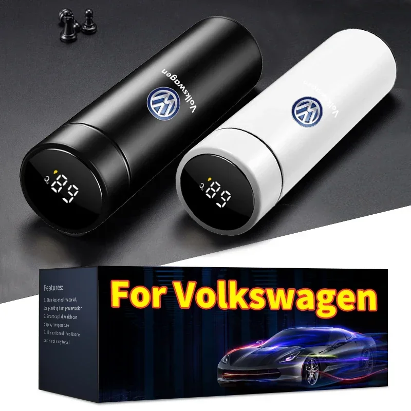 500ml Portable Car Logo Intelligent Stainless Steel Thermos Bottle For Volkswagen VW Jetta MK5 MK6 Golf-4 5 6 7 Passat 3B7 601