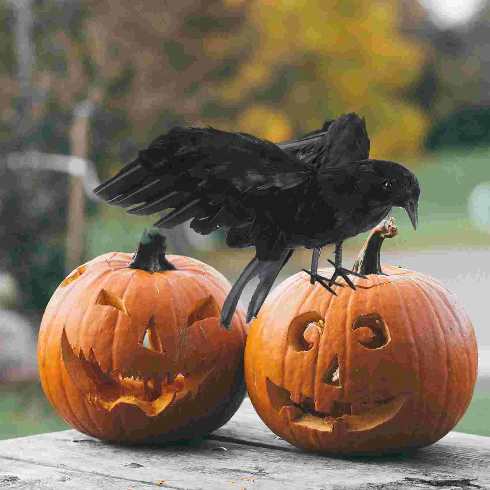 Simulation Crow Prop Decoration for Halloween Fake Model Desktop Feathered Easter Artificial Simulated