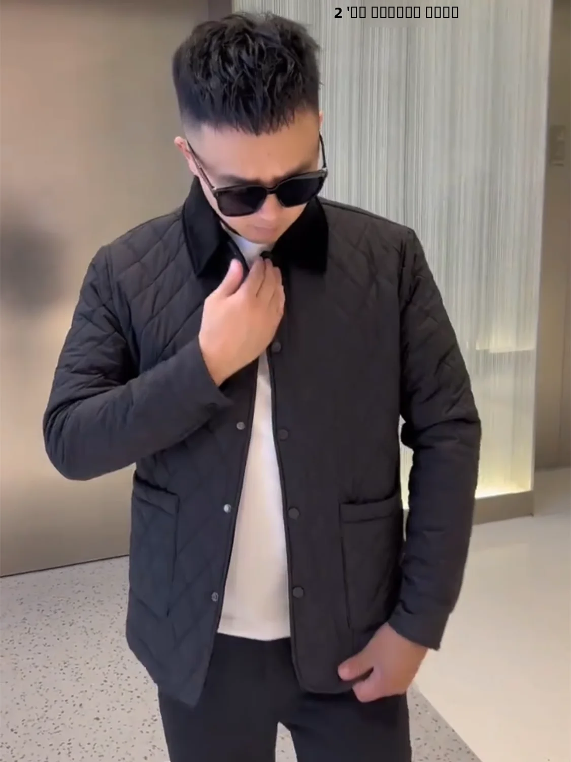 

Faionable Diamond Pattern Men's Cotton Jaet Autumn Winter New Sle Thin Cotton Flap Collar Busin Casual Classic Sle