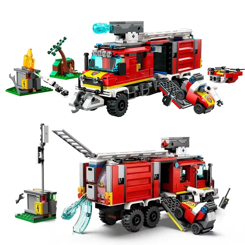 

502 шт., креативные пожарные командные грузовики, строительные блоки, спасательная машина, сборка кирпичей, игрушка в подарок для детей