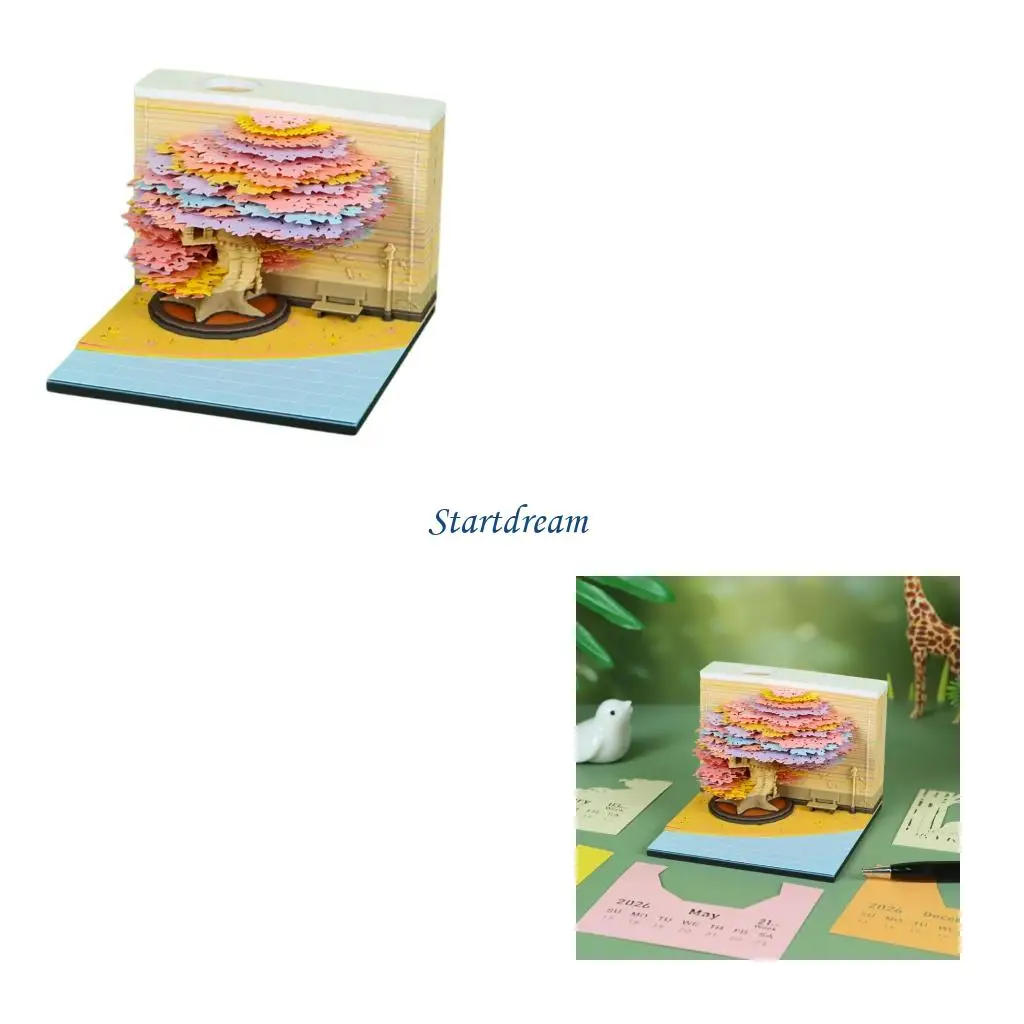 

Многофункциональный настольный календарь двадцать двадцать шесть с подсветкой цветущего дерева и блокнотом K92C