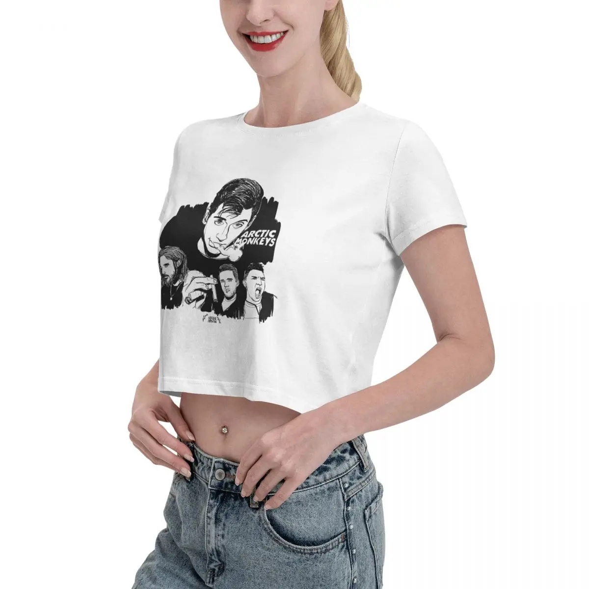 Arctic Monkeys Inspired Leak navel T-shirt, Womens Summer Cotton Tee Fashion Crew Neck Short Sleeve T Shirts