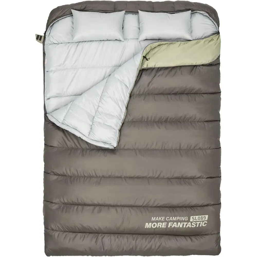 

Two-Person Queen Size Camping Sleeping Bag for All Seasons with Compression Sack