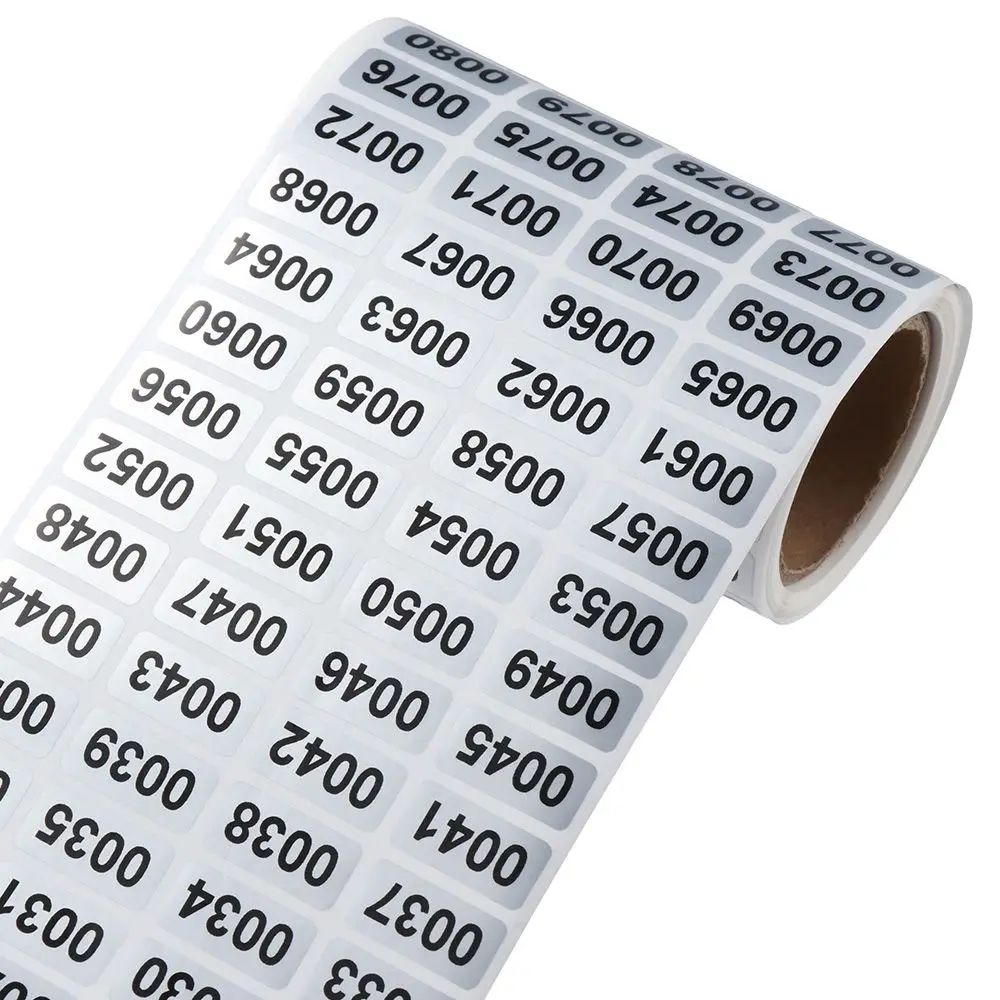 Self-Adhesive Number Stickers 2000PCS Black Asset Tags Consecutive Number Stickers Office