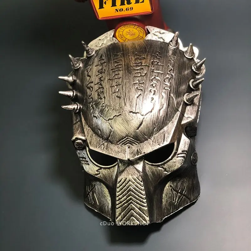 

1:1 Scale Movie Alien Predator Cosplay Mask Costume Helmet Props Antenna Halloween Party Horror Full Face Head Mask toys